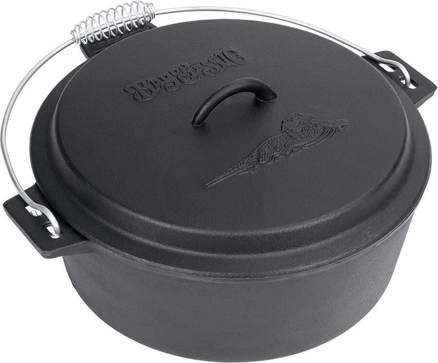 Gietijzeren Kippenfriteuse met Dutch Oven Deksel 10 Kwart Ideaal voor Frituren en Stoofpotten