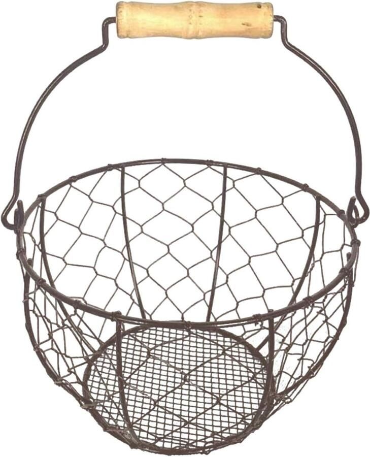 Eierverzamelmand Eierhouder Keuken Organiseren Stevige Metalen Draad 20 x 20 x 12 cm Zwart