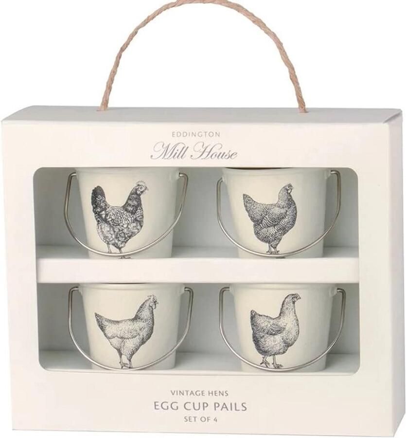 Kippen Eierdopjes Set van 4 Ontbijt Serveren Charmant Design 4.5 cm Hoog Wit