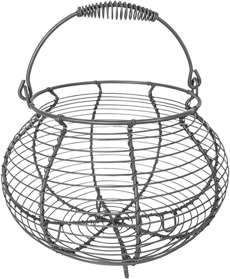 Kippeneiermand Eierhouder Mand Keuken Organiseren Vintage Metaaldraad 17x22x17 cm Lichte Koffie