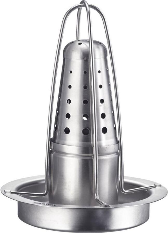 Kippengrill Gevogeltehouder Gelijkmatig Grillen Met Vetafvoer 23 cm hoog Zilver