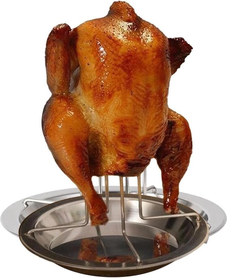 Kippenhouder Eendenrooster Buiten koken Verticale bereiding 17 x 17 x 3 cm Zilver