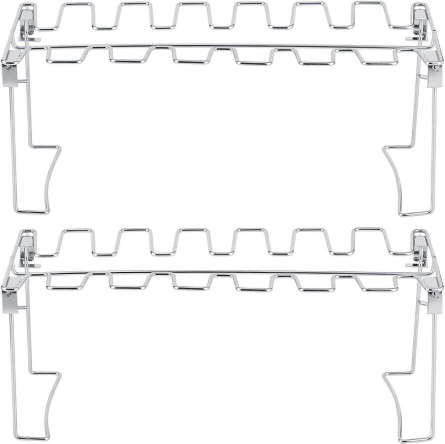 Kippenpoten Houder Kip BBQ Rek Oven Braadpan 14 Sleuven Opvouwbaar 35 x 14 x 11 cm