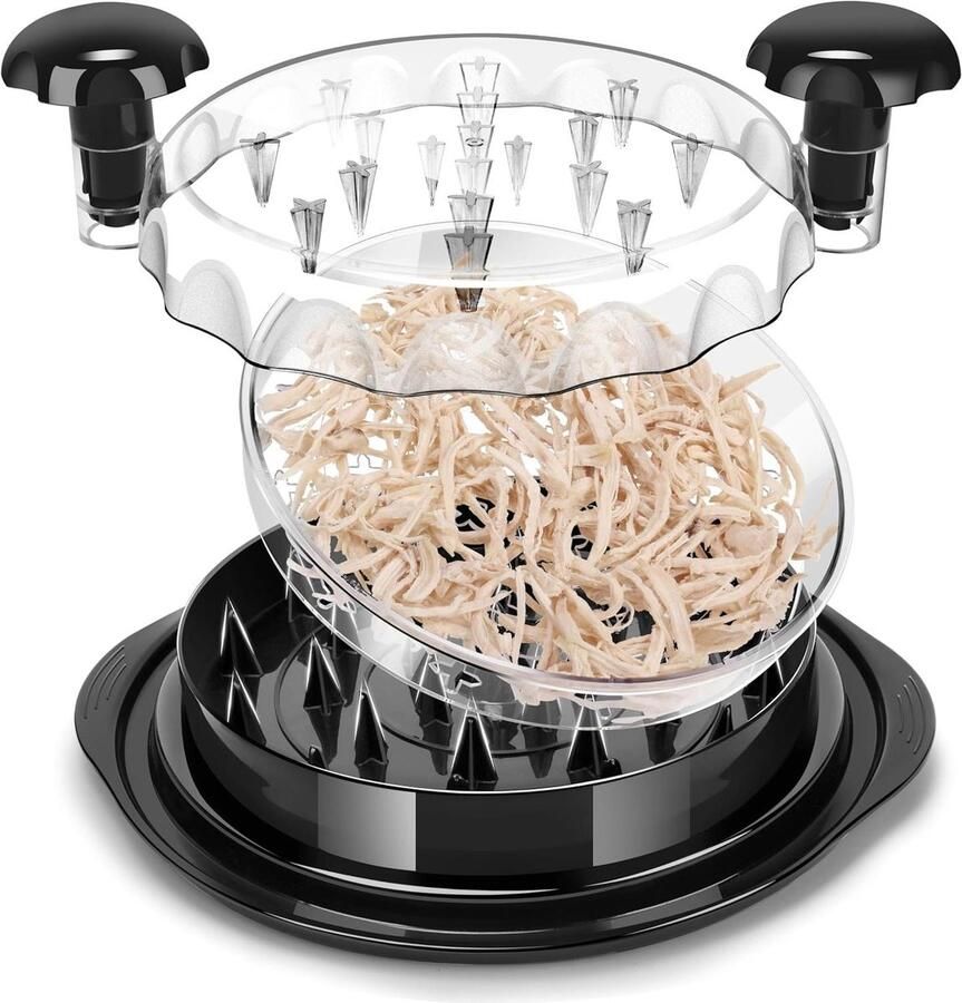 Kippenversnipperaar Vleesversnipperaar tool Moeiteloos Koken Drielaags Scheidingsontwerp 20.32 x 15.24 cm Zwart