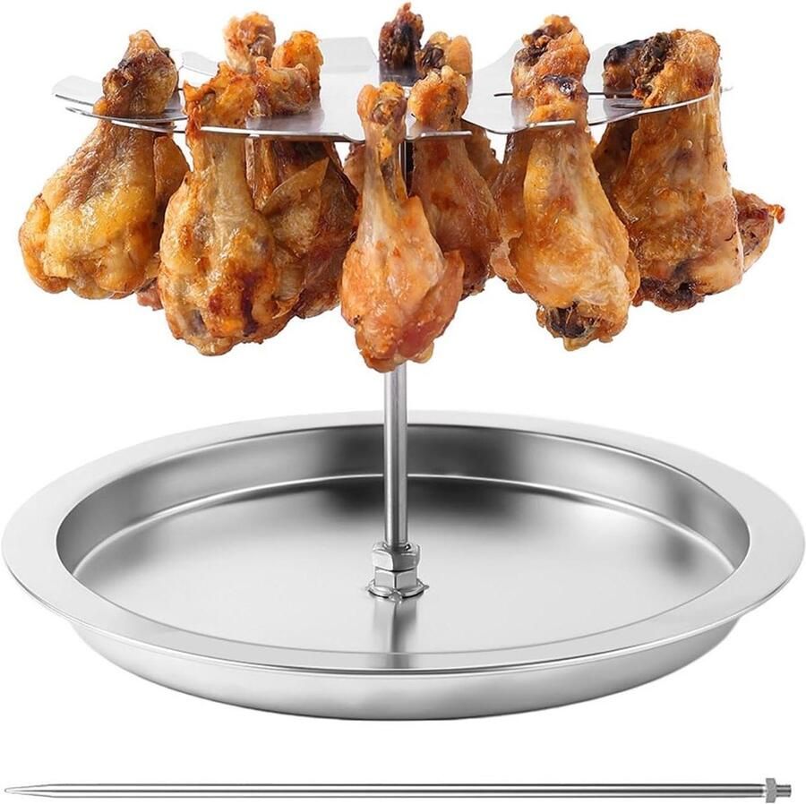 Kippenvleugelhouder Kip Grill Rek Perfect Grillen 15 Sleuven 19.8 x 19.5 x 23.8 cm Zilver