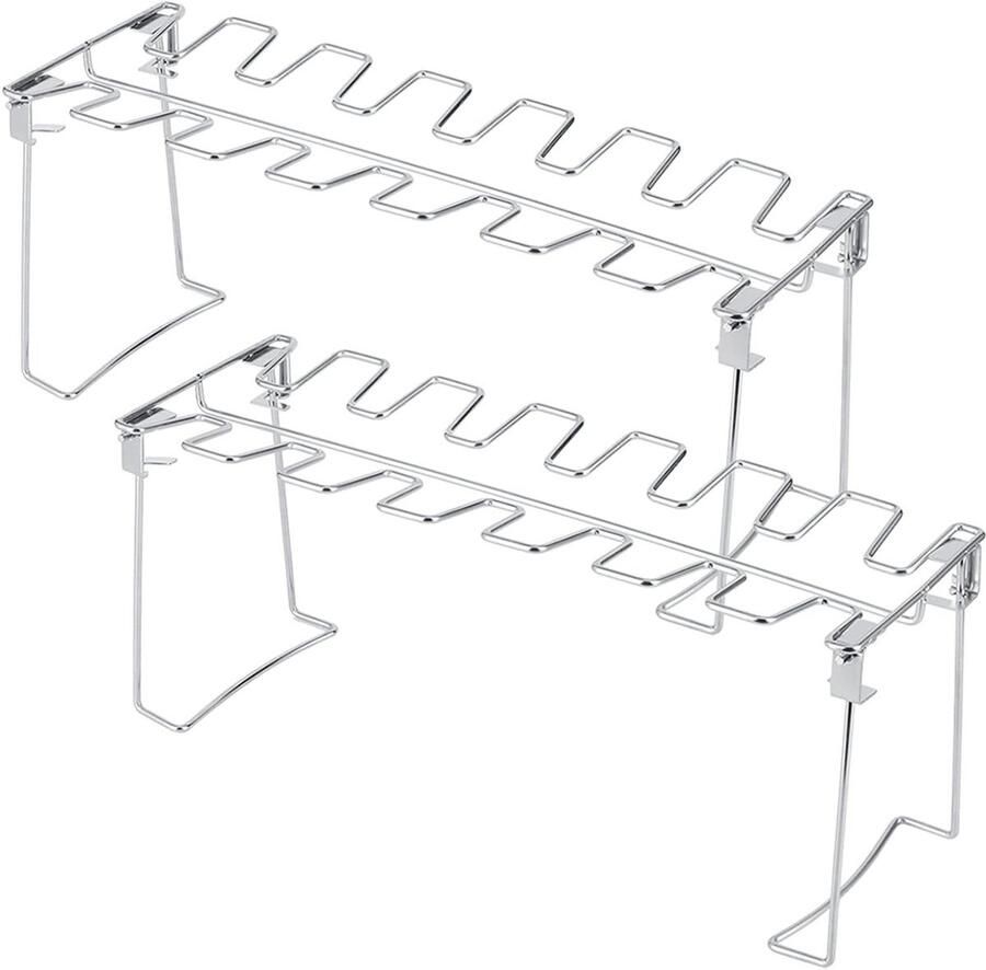 Kippenvleugelrek Grillrek Gevogelte Grillen Opvouwbaar Ontwerp 35 cm Zilverkleurig