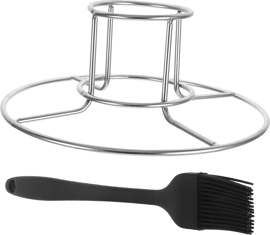 Kiprek Set Grillhouder Kip Grillen Roestvrij Staal 19 x 19 x 7 cm Zilver