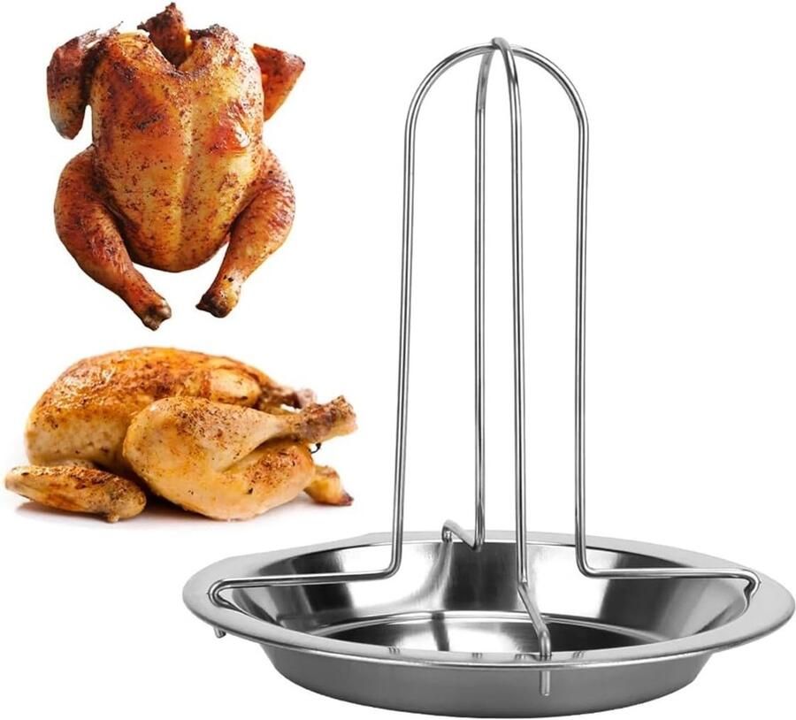 Kiprooster van RVS Vouwbare Kippengrill en Verticale Kippenhouder voor Oven Ideaal voor Kippenbraden en Grillen Duurzaam en Handig in Gebruik