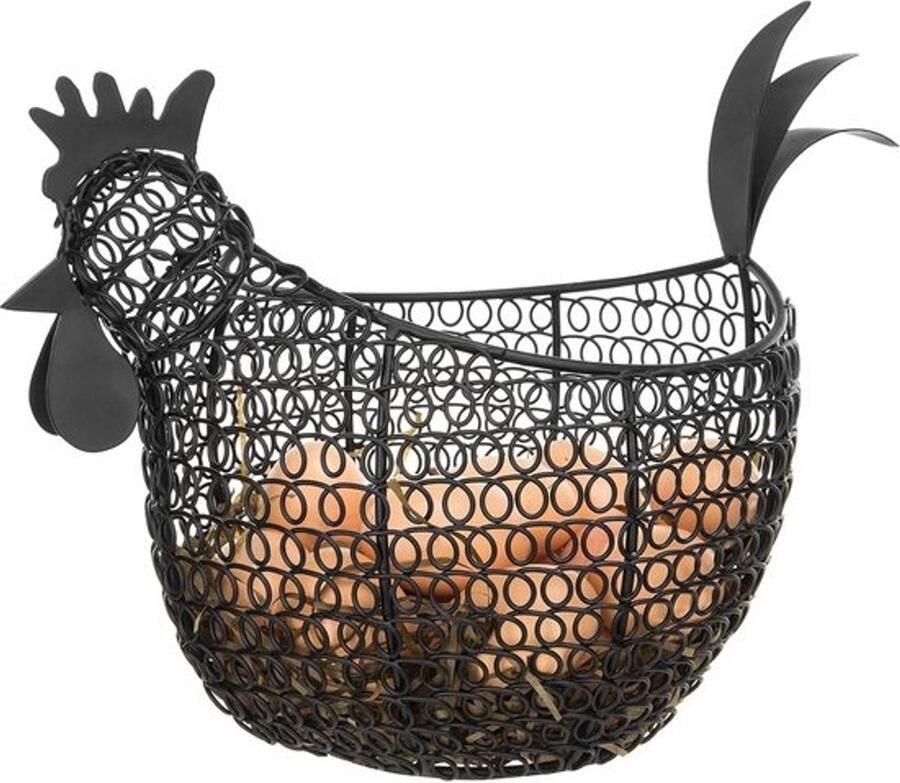 Kipvormige Eiermand Decoratieve Mand Keuken Organiseren Rustieke Stijl 34 cm Breed Zwart