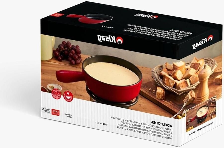 Kisag Fondue Caquelon gietijzeren fonduepan kaasfondue rode tegel 20 cm 2 0 l Adelbodem