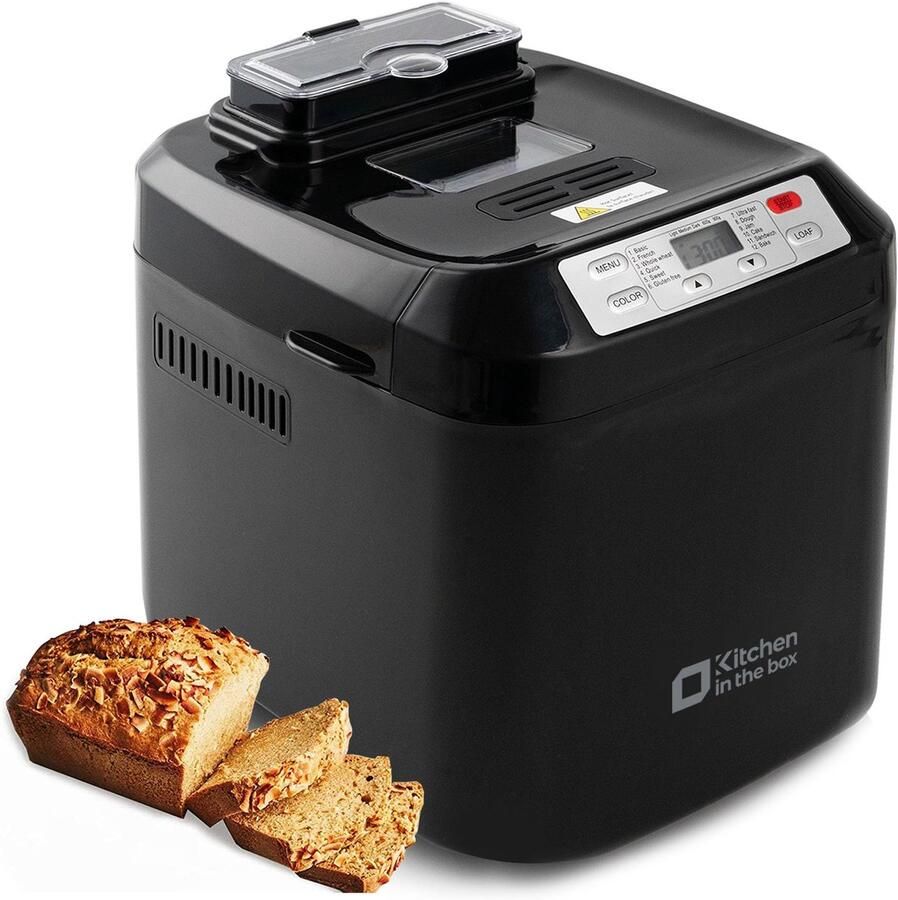 Kitchen in the box Broodbakmachine met 12-in-1 programma's 2 broodmaten 900 g broodbakmachine met 13-uurs timer ShopVlot