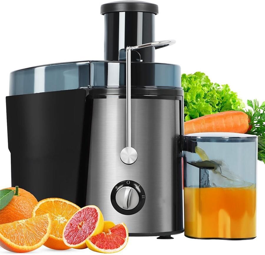 Kitchen Sapcentrifuge Grote Vulopening Juicer voor Groenten & Fruit 2 snelheden 800 Watt 500ml Zwart
