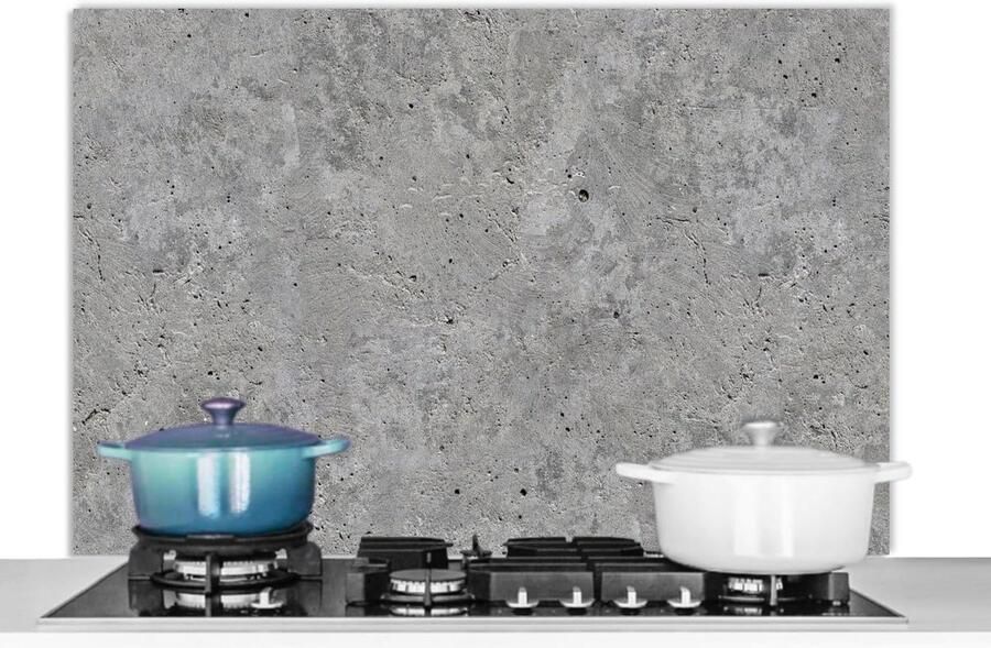 KitchenYeah© Spatscherm Keuken 100x65 cm Kookplaat Achterwand Beschermer Muur Spatwand Fornuis Aluminium Hittebestendig Beton Leisteen Grijs -Betonstructuur