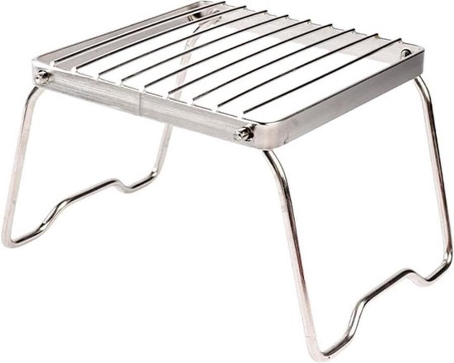 Klapbare grill Kampvuurbarbecue Buiten koken Roestvrij staal 17 x 15.5 cm Zilver