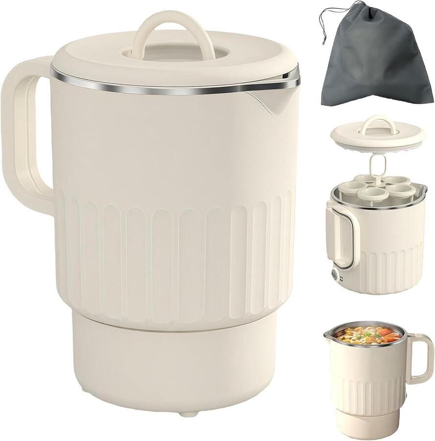 Klapbare Waterkoker Reis Waterkoker Kamperen en Reizen Inclusief Stoommandje 1 Liter Wit