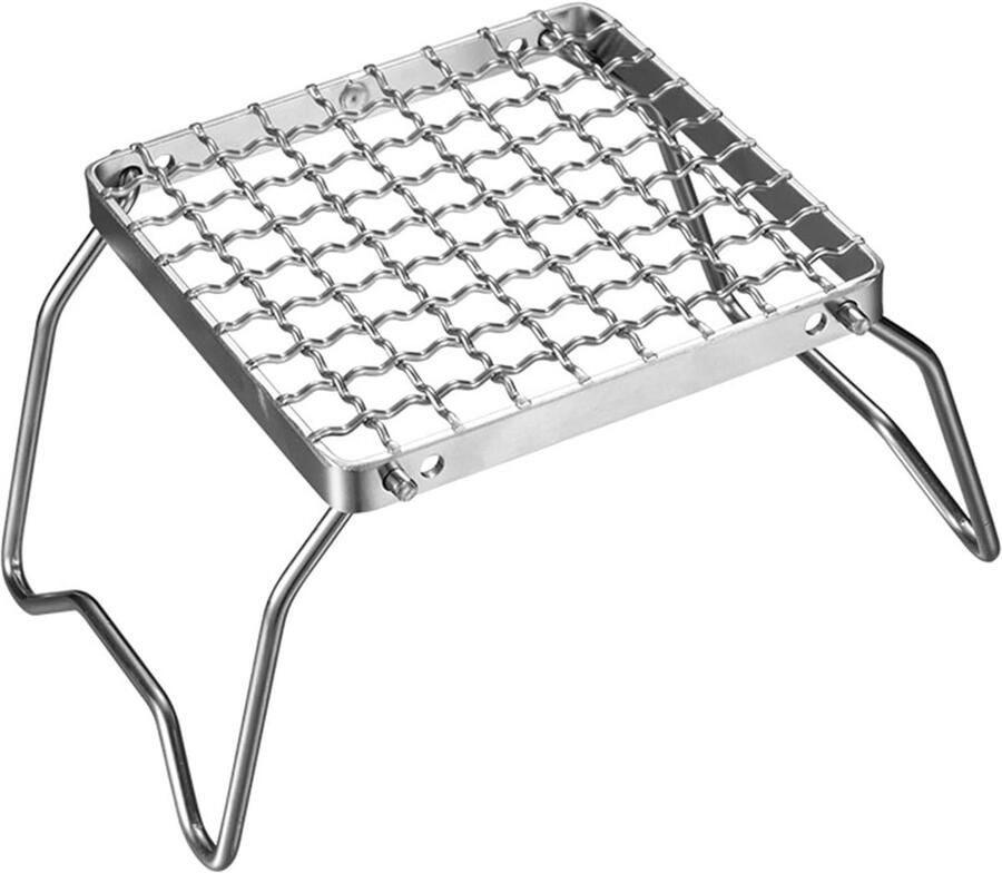 Opvouwbare Grill Kampeer BBQ Buiten Koken Roestvrij Staal 16x16x12 cm Zilver