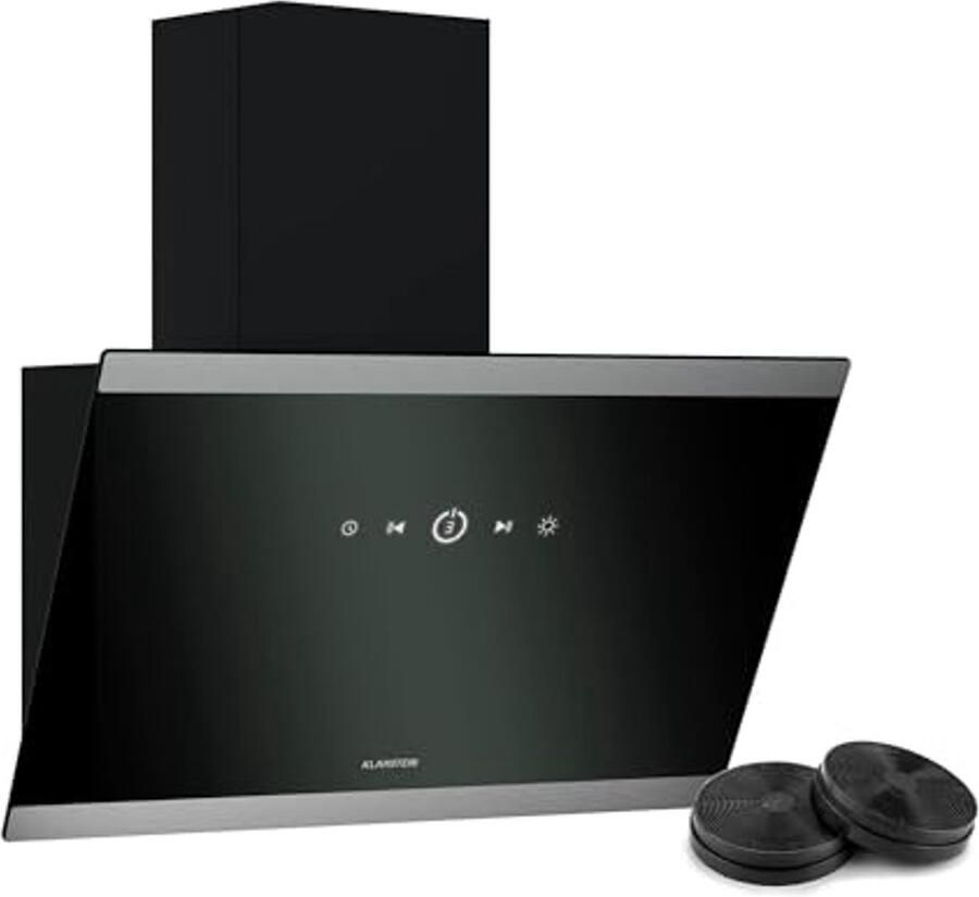 Klarstein FlashLine cooker hood 60 cm hood touch screen 524 m³ h CEE A++ LED lighting silent with 34.5 dB black channel & recirculation