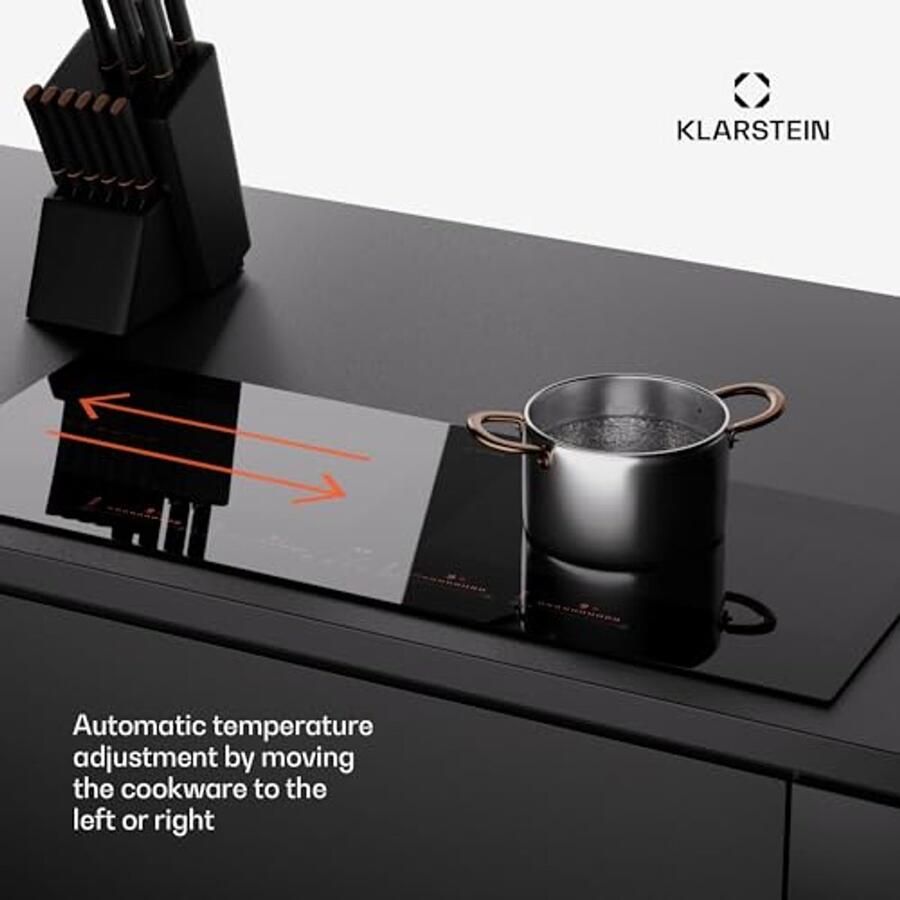 Klarstein Induction Hob 4 Plates 90 cm Ceramic Induction Hob with 4 Hobs 7200 W Induction Hob Touch Control Stove with Overheating Protection Efficient Ceramic