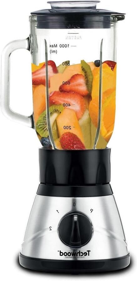 Klassieke Blender Keukenmixer Smoothies Maken Glazen Kan 1 Liter Zwart Roestvrij Staal