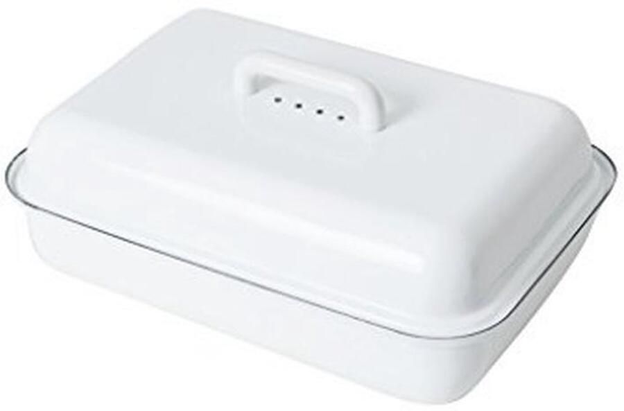 Klassieke Emaille Broodtrommel 37x26 cm Wit Duurzaam en Handgemaakt