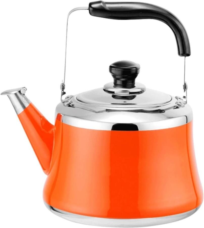 Klassieke Fluitketel Waterkoker Fornuis Snel Water Koken Roestvrij Staal 4 Liter Oranje
