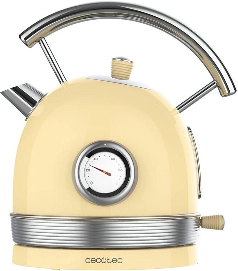 Klassieke Gele Elektrische Waterkoker 1 8L met Temperatuurmeter