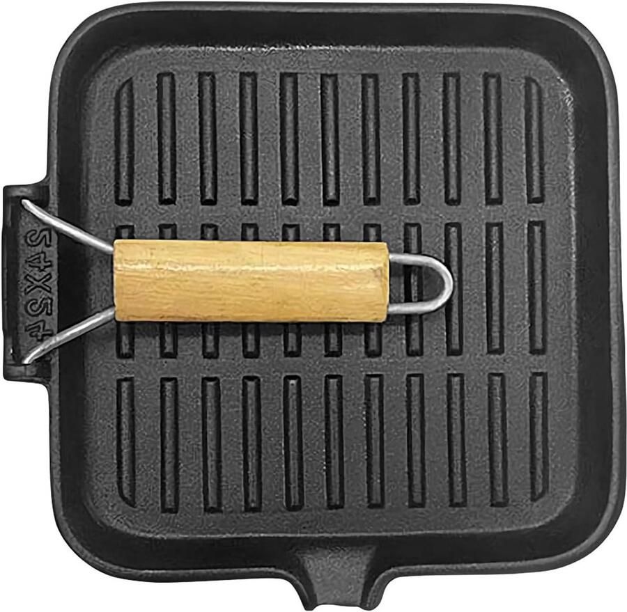 Klassieke gietijzeren koekenpan duurzaam Hoge hitte koekenpan alle kookbehoeften Ideaal voor schroeien bakken sauteren koken op oven grill kampvuur langdurig 38 x 24 x 2 cm