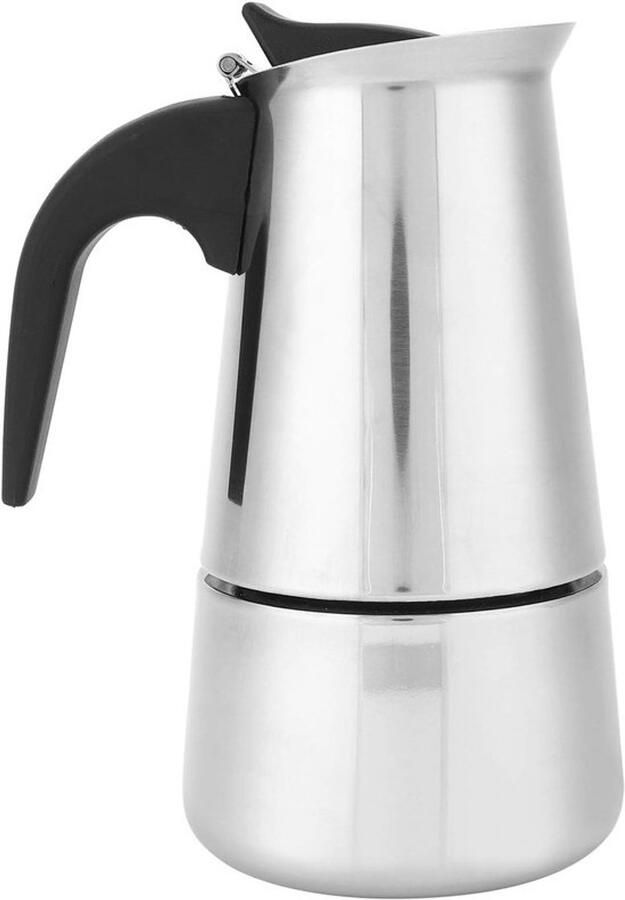 Klassieke Italiaanse Moka Koffiezetter voor 4 Kopjes RVS Ergonomisch Handvat Geschikt voor Inductie en Gas