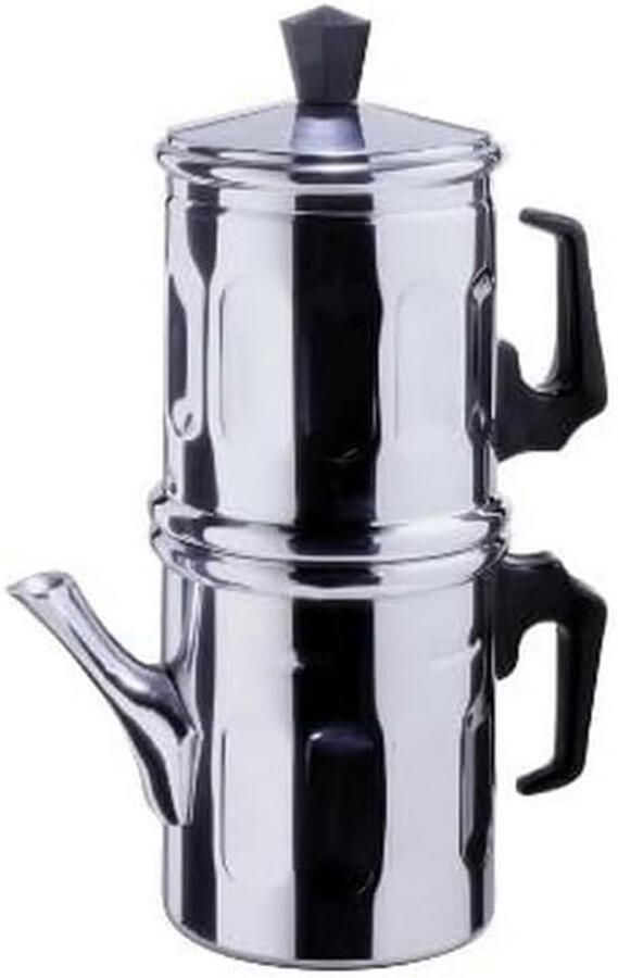 Klassieke Napolitaanse Aluminium Koffiezetter voor 3-4 Koppen Zilverkleurig