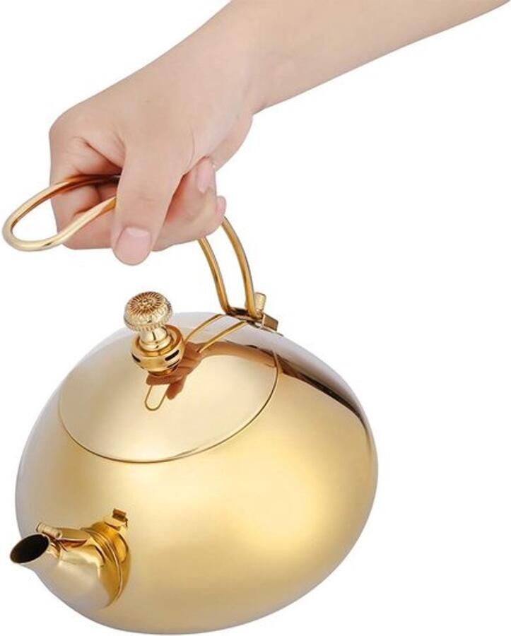 Klassieke roestvrijstalen theepot 1 5L snelle boiler Kookpot Mooie waterkoker voor thuiskantoor (Goud)