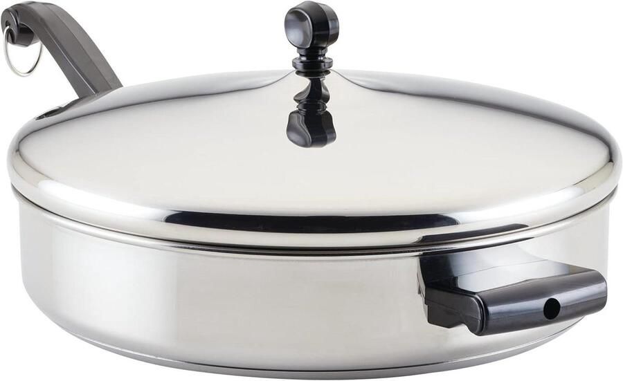 Klassieke Saute Pan Koekenpan Deksel Veelzijdig Koken Gelijkmatige Verwarming 45 Quart Zilver