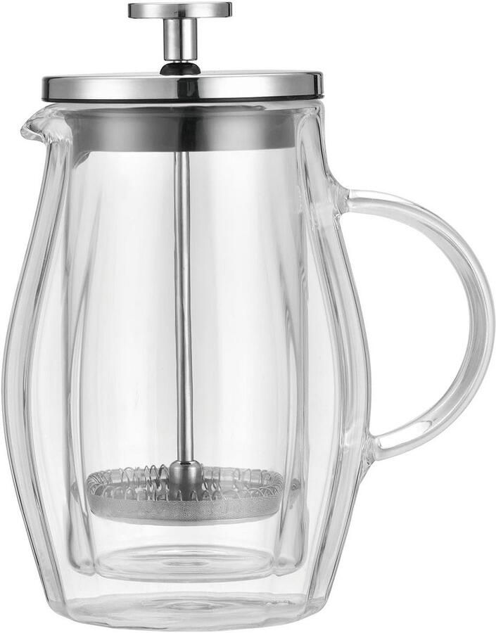 Theemaker Koffiezetapparaat Franse Pers Dranken Zetten Dubbele Beglazing Isolatie 035 Liter Zilver