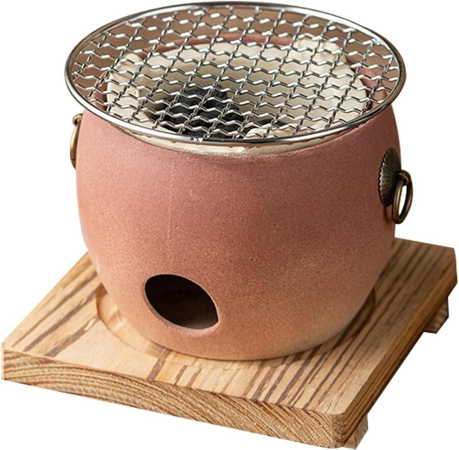 Klei Houtskool Oven Draagbare BBQ Buiten Koken Apart Ontwerp 7x5 Inch Oven Naturel