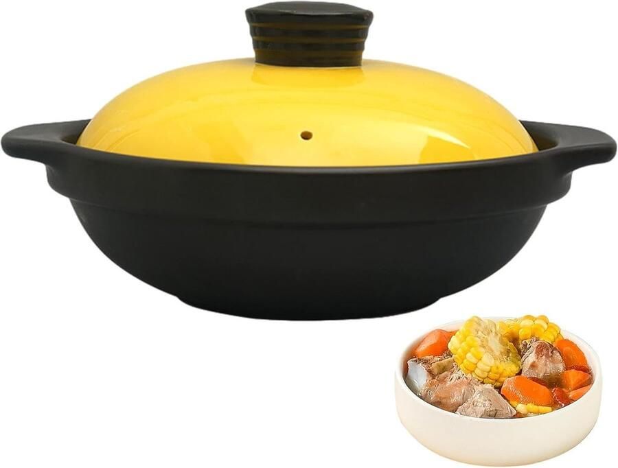 Klei Rijstkoker Chinese pot Maaltijden bereiden Hoge temperatuur bestendig 600 ml Citroengeel