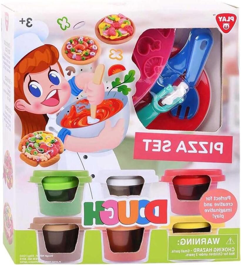 Klei Speelset Pizza Creatieve Potjes Fantasie Spelen Inclusief Accessoires 28 x 24 x 7 cm Multicolor