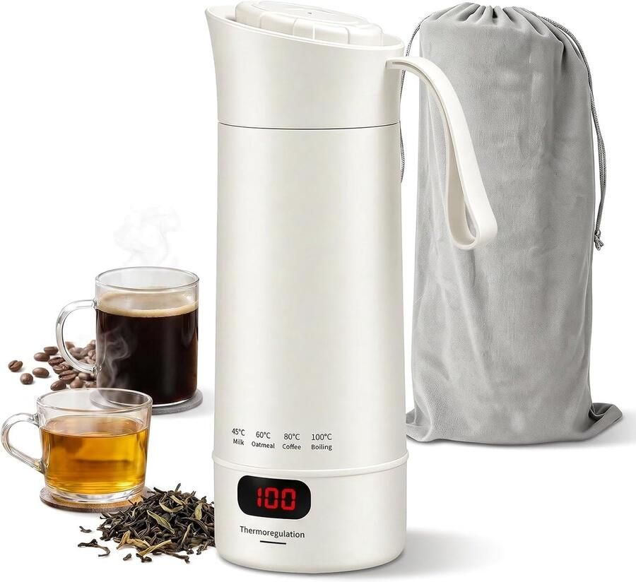Klein 400 ml 4 instelbare temperatuurniveaus waterkoker reizen van thee koffie en zuigelingenvoeding perfect om mee te nemen op vakantie