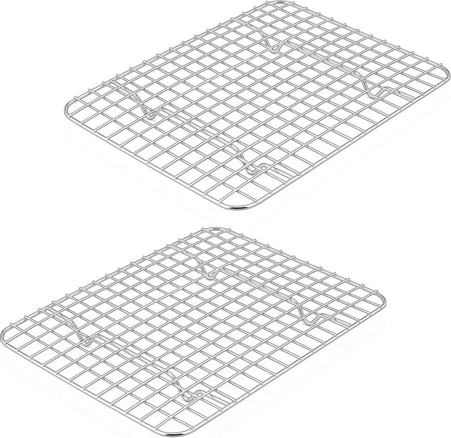 Klein afkoelrooster van roestvrij staal 2-delige set voor bakplaten duurzaam en gemakkelijk te reinigen