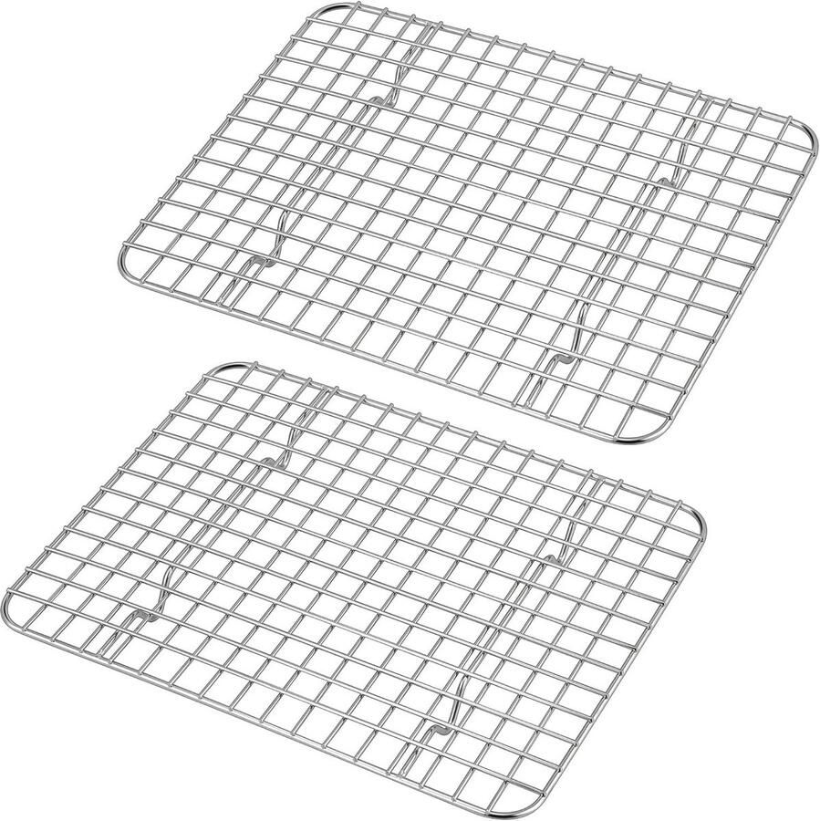 Klein Koelrooster Set van 2 van Roestvrij Staal Rechthoekig Bakrooster voor Bakken Koelen en Grillen