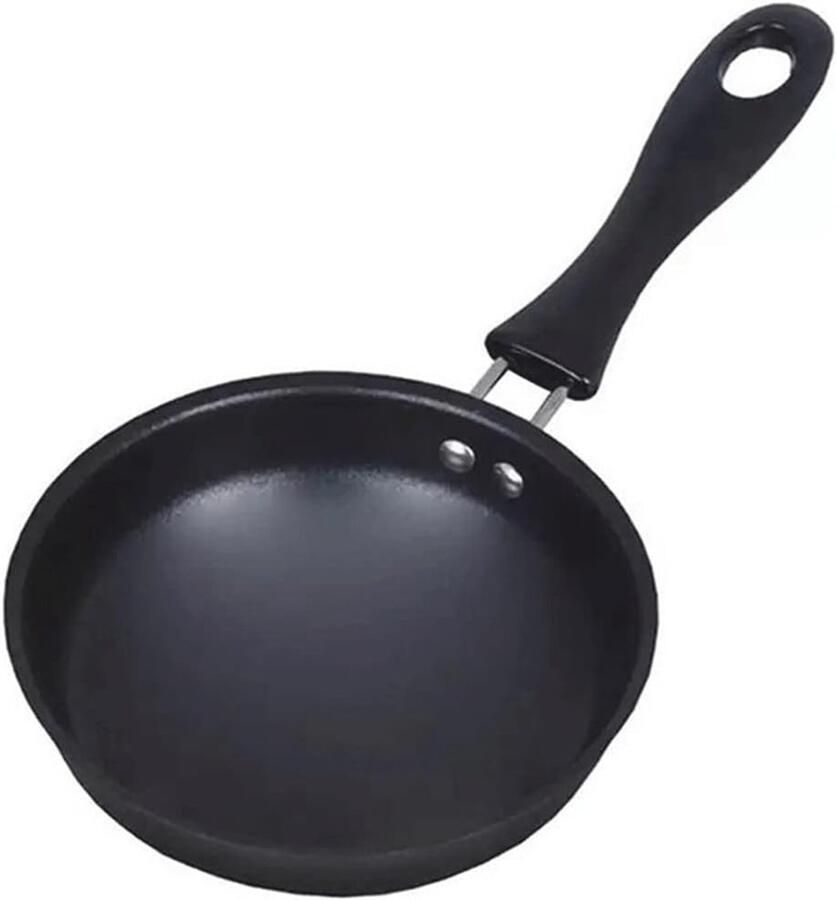 Kleine Antiaanbakpan Mini Steelpan Gebakken Ei Ontbijt Bereiden Gietijzer Gelijkmatig Bakken 12 cm Zwart
