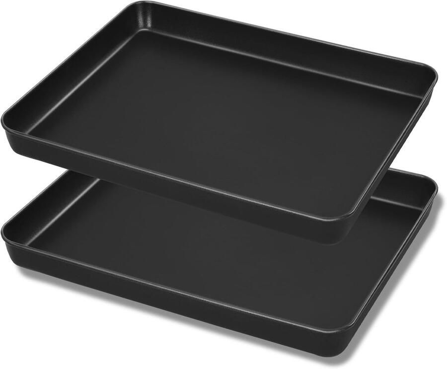 Kleine Bakplaat Set van 2 Antiaanbak Carbon Staal Mini Cakevorm voor Oven Perfect voor Bakken en Roosteren 23.5cm x 17.8cm x 2.5cm Duurzaam en Veilig