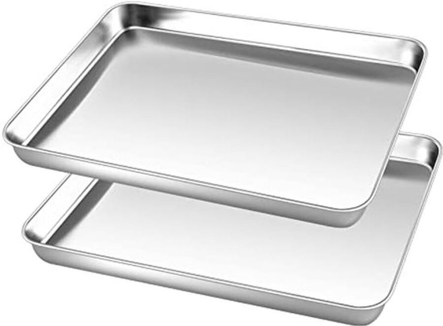Kleine bakplaat set van 2 roestvrij staal rechthoekig ovenplaat voor veilig en gezond bakken