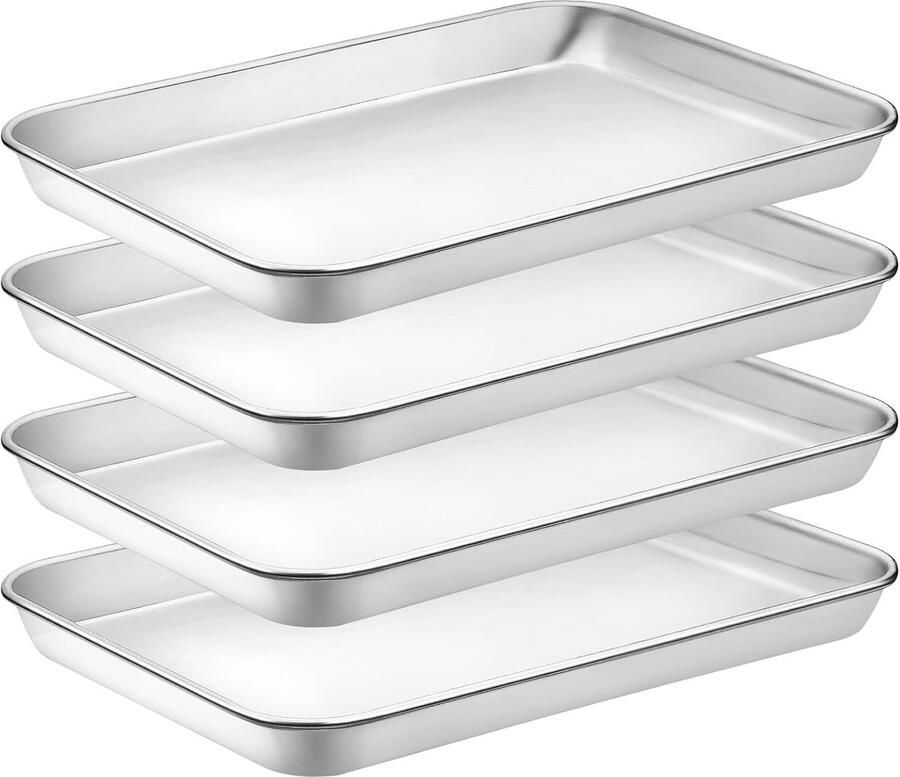Kleine Bakplaten Bakvorm Set Oven Bakken Roestvrij Staal 23x17 cm Zilver