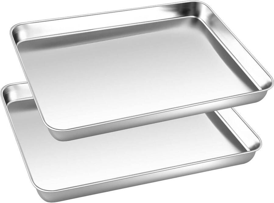 Kleine Bakplaten Ovenplaten Taartplaten Bakken en Koken Naadloos Ontwerp 264 x 204 x 25 cm Zilver