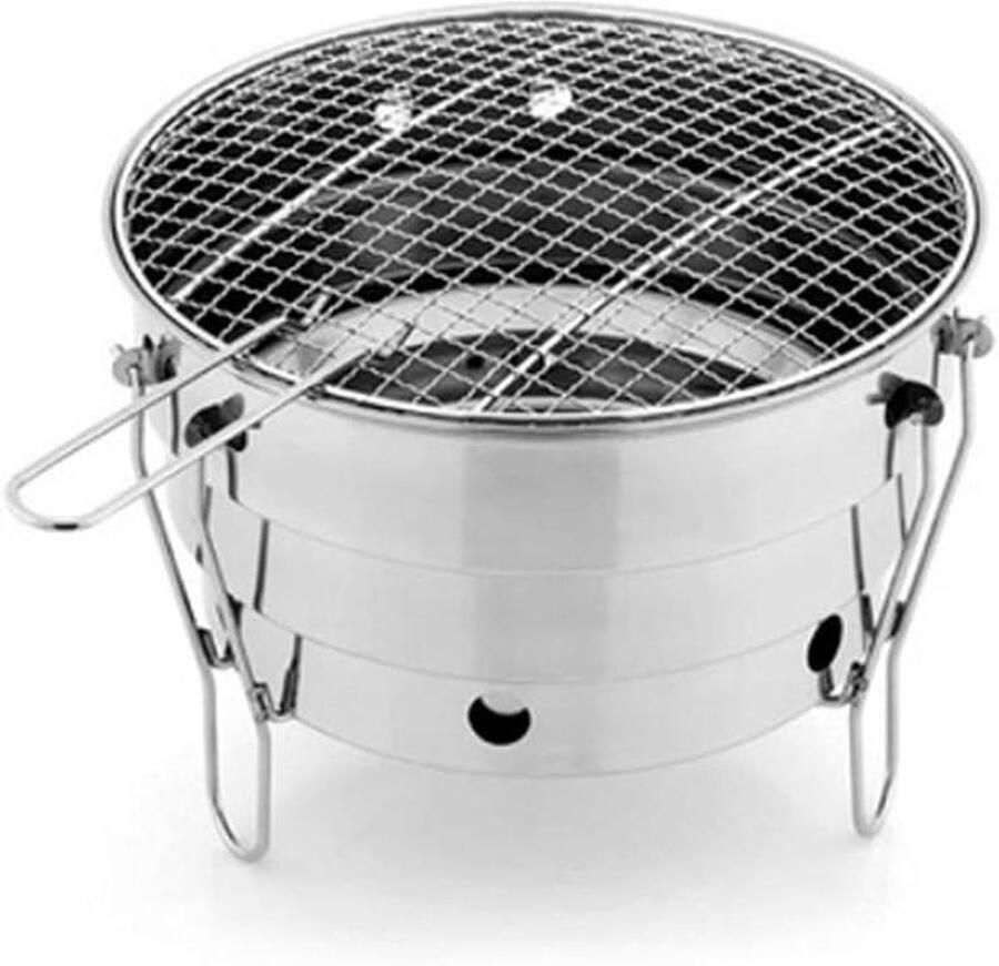 Kleine barbecuegrill Draagbare grill Buiten koken Roestvrij staal Voor 2-4 personen Zilverkleurig