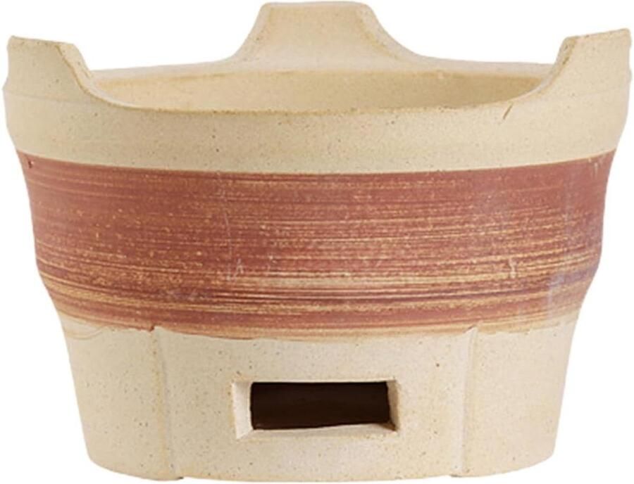 Kleine BBQ Grill Houtskool Kachel Buiten Koken Hittebestendig Klei 18.5 x 18.5 cm Bruin