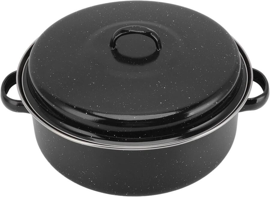 Kleine Braadpan Gegoten Ijzeren Pan Langzaam Garen Antiaanbak Emaille 1.2 Kilogram Zwart Gespikkeld