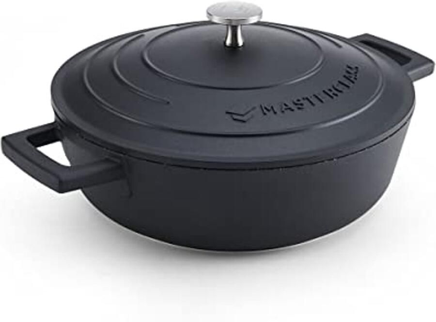 Kleine Braadpan Met Deksel 2 5L Lichtgewicht Gietaluminium Inductie En Oven Veilig Zwart