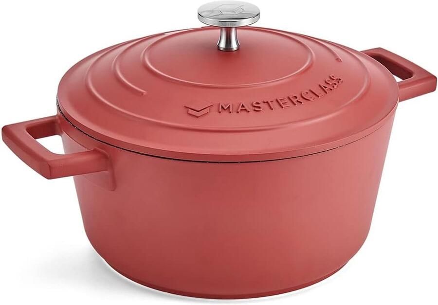 Kleine braadpan met deksel 2 5L 20 cm Lichtgewicht Gietaluminium Geschikt voor Inductie en Oven Rood