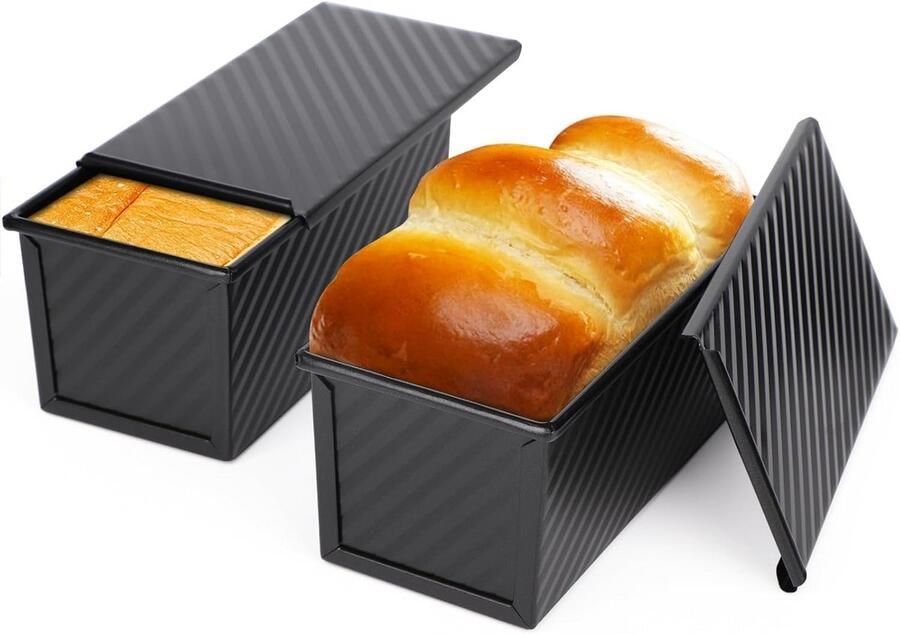 Kleine Broodpannen Mini Toast Bakvorm Zelf Brood Bakken Met Deksel 2 Stuks Zwart