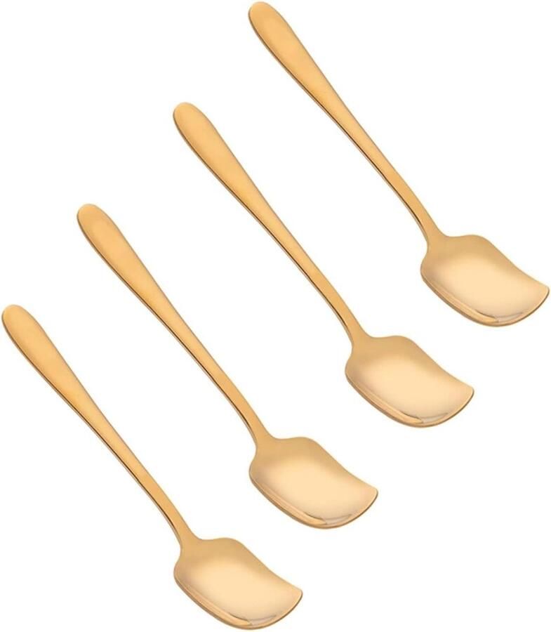 Kleine Dessertlepels Roestvrij Staal Koffie Roeren Ergonomisch Ontwerp 5 Stuks Goud
